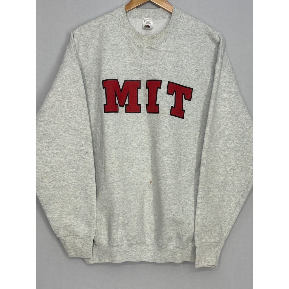 MIT Sweatshirt Men's Gray Graphic Champion Reverse Weave XL Fruit Loom Crewneck